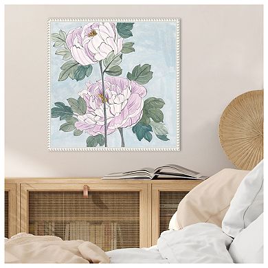 Striped Peonies IV by Melissa W Framed Canvas Wall Art Print