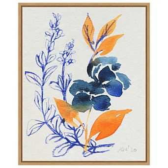 Indigo And Goldenrod Floral I by Ania Zwara Framed Canvas Wall Art Print