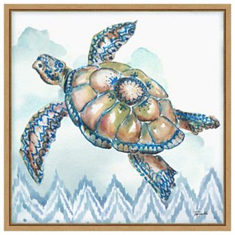 Boho Shells I Sea Turtle by Tre Sorelle Studios Framed Canvas Wall Art Print