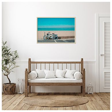 Bike to the Beach by Grafitee Studios Wood Framed Wall Art Print