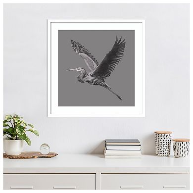 Great Grayscale Heron II by Grace Popp Wood Framed Wall Art Print