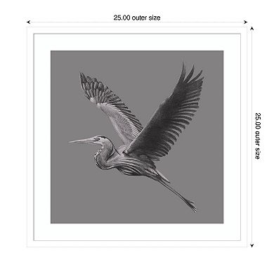 Great Grayscale Heron II by Grace Popp Wood Framed Wall Art Print