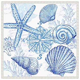 Coastal Sketchbook Shell Toss by Tre Sorelle Studios Framed Canvas Wall Art Print