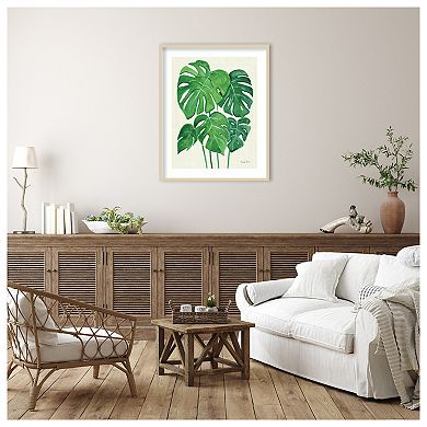 Tropical Leaves I by Farida Zaman Wood Framed Wall Art Print