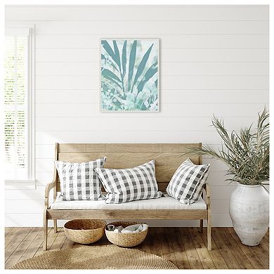 Aqua Palms II by June Erica Vess Framed Canvas Wall Art Print