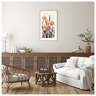 Irises Panel IV by Alonzo Saunders Wood Framed Wall Art Print