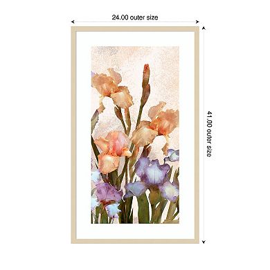 Irises Panel IV by Alonzo Saunders Wood Framed Wall Art Print