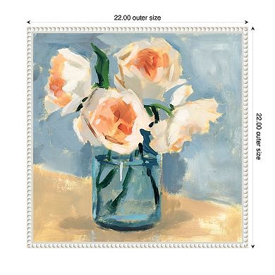 Peonies in Mason Jar II by Victoria Barnes Framed Canvas Wall Art Print