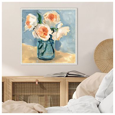 Peonies in Mason Jar II by Victoria Barnes Framed Canvas Wall Art Print