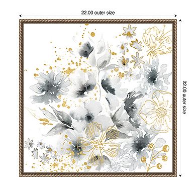 Watercolor Gray and Goldenrod Floral by Tre Sorelle Studios Framed Canvas Wall Art Print