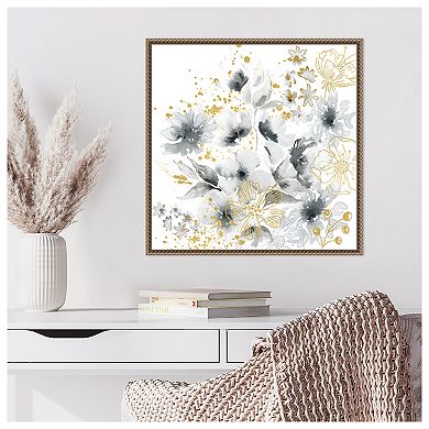 Watercolor Gray and Goldenrod Floral by Tre Sorelle Studios Framed Canvas Wall Art Print