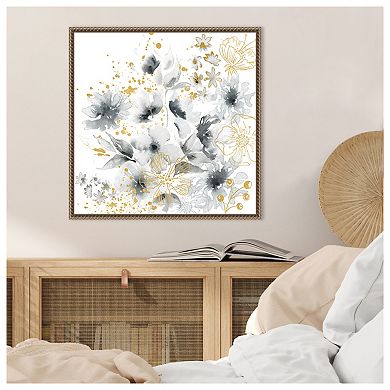Watercolor Gray and Goldenrod Floral by Tre Sorelle Studios Framed Canvas Wall Art Print