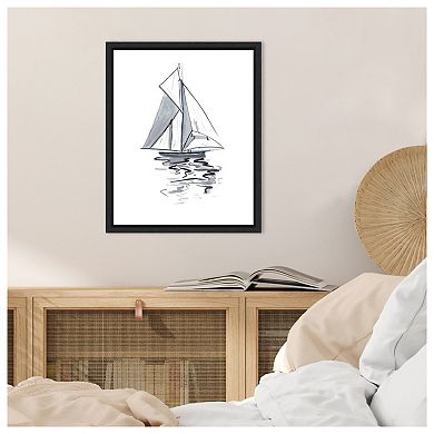 Line Boat I by Melissa W Framed Canvas Wall Art Print