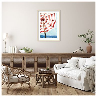 Surf and Sun I Red by Mercedes Lopez Charro Wood Framed Wall Art Print