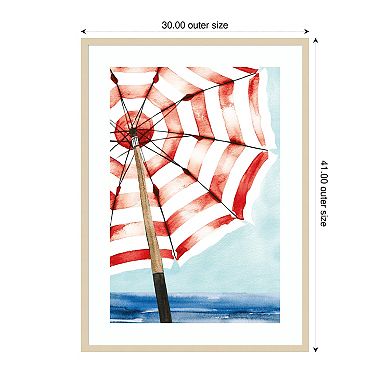 Surf and Sun I Red by Mercedes Lopez Charro Wood Framed Wall Art Print
