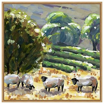 Sheep in Summer I by Melissa W Framed Canvas Wall Art Print