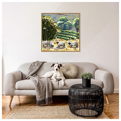 Sheep in Summer I by Melissa W Framed Canvas Wall Art Print