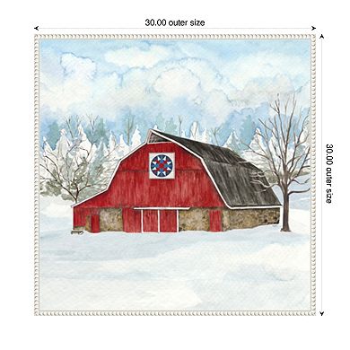 Winter Barn Quilt IV by Tara Reed Framed Canvas Wall Art Print