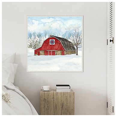 Winter Barn Quilt IV by Tara Reed Framed Canvas Wall Art Print