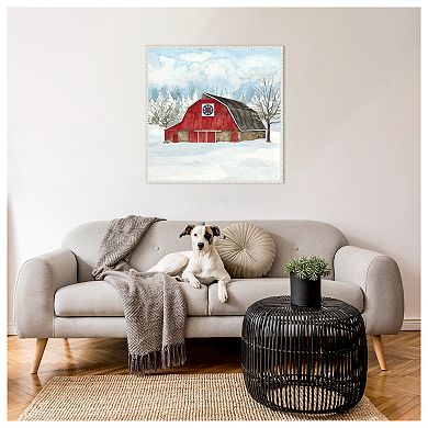 Winter Barn Quilt IV by Tara Reed Framed Canvas Wall Art Print