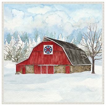 Winter Barn Quilt IV by Tara Reed Framed Canvas Wall Art Print