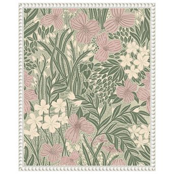 Field of Flowers Light Green by Katie Oshea Framed Canvas Wall Art Print