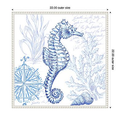 Coastal Sketchbook Sea Horse by Tre Sorelle Studios Framed Canvas Wall Art Print