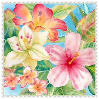 Tropical Island Florals by Cynthia Coulter Framed Canvas Wall Art Print