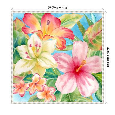 Tropical Island Florals by Cynthia Coulter Framed Canvas Wall Art Print