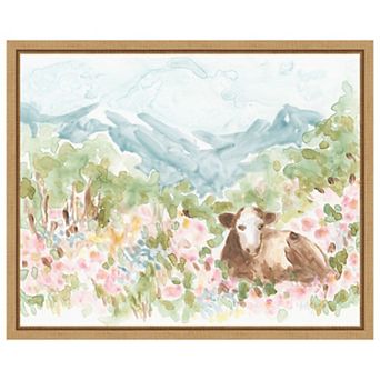 Cow Meadow V by June Erica Vess Framed Canvas Wall Art Print