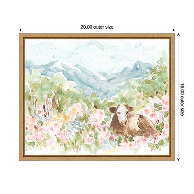Cow Meadow V by June Erica Vess Framed Canvas Wall Art Print