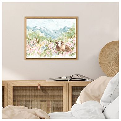 Cow Meadow V by June Erica Vess Framed Canvas Wall Art Print