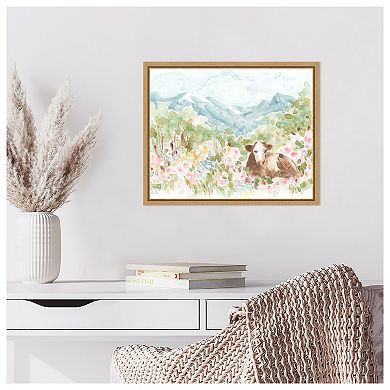 Cow Meadow V by June Erica Vess Framed Canvas Wall Art Print