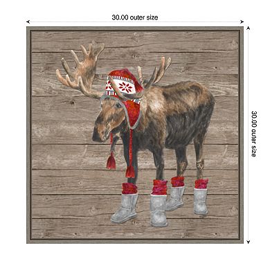 Warm in the Wilderness Moose by Tara Reed Framed Canvas Wall Art Print