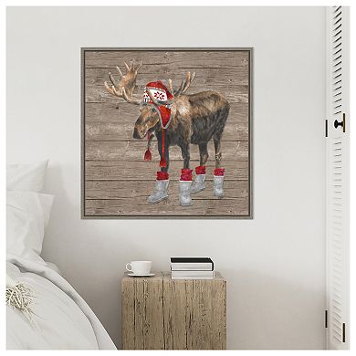 Warm in the Wilderness Moose by Tara Reed Framed Canvas Wall Art Print