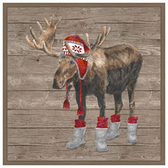 Warm in the Wilderness Moose by Tara Reed Framed Canvas Wall Art Print