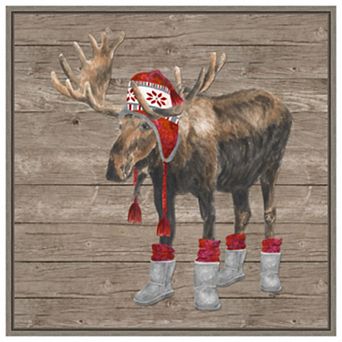 Warm in the Wilderness Moose by Tara Reed Framed Canvas Wall Art Print