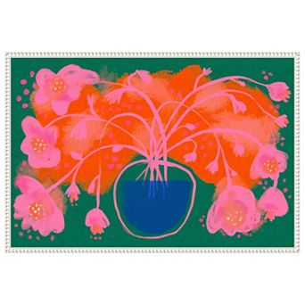 Pink Flower Bouquet by Treechild Framed Canvas Wall Art Print