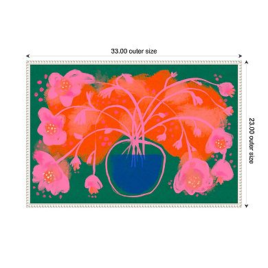 Pink Flower Bouquet by Treechild Framed Canvas Wall Art Print