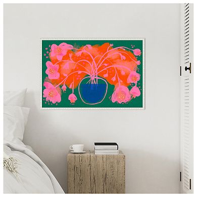 Pink Flower Bouquet by Treechild Framed Canvas Wall Art Print