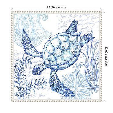 Coastal Sketchbook Turtle by Tre Sorelle Studios Framed Canvas Wall Art Print