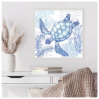 Coastal Sketchbook Turtle by Tre Sorelle Studios Framed Canvas Wall Art Print