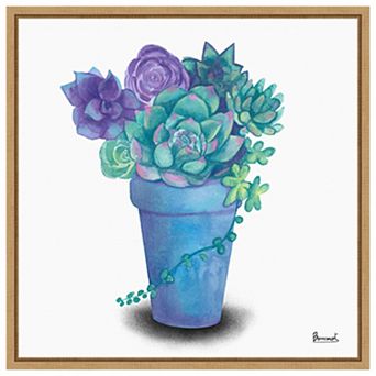 Turquoise Succulents IV by Bannarot Framed Canvas Wall Art Print