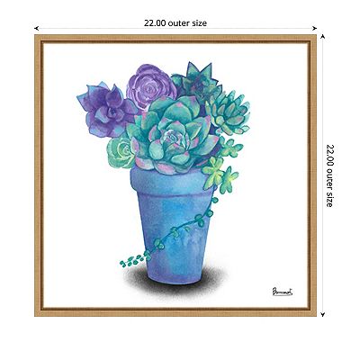 Turquoise Succulents IV by Bannarot Framed Canvas Wall Art Print