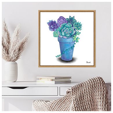Turquoise Succulents IV by Bannarot Framed Canvas Wall Art Print