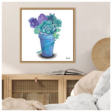 Turquoise Succulents IV by Bannarot Framed Canvas Wall Art Print