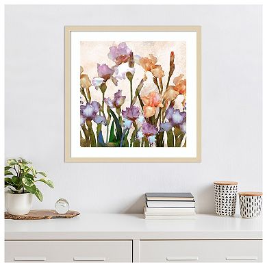 Irises Panel II by Alonzo Saunders Wood Framed Wall Art Print