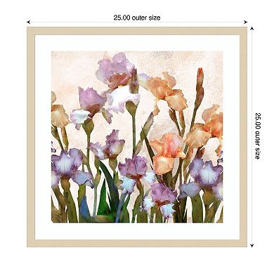 Irises Panel II by Alonzo Saunders Wood Framed Wall Art Print
