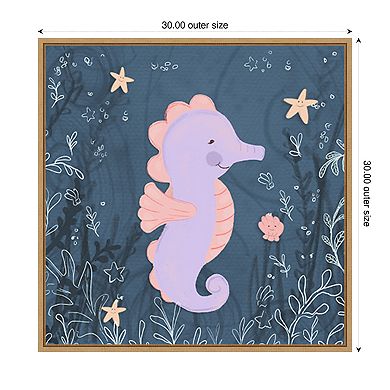 Seahorse and Turtle Blue I by Hartworks Framed Canvas Wall Art Print