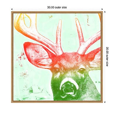 Portrait of a Deer rainbow by Marie Elaine Cusson Framed Canvas Wall Art Print